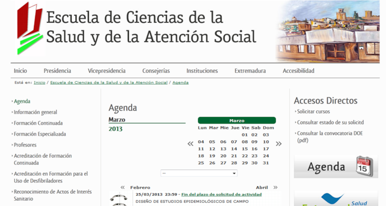 Convocatoria 2018 Programa de Formacin de la Escuela de Ciencias de la Salud de Extremadura