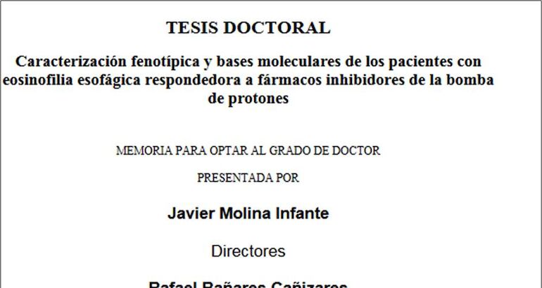 La Tesis de Javier Molina Infante Premio Extraordinario de doctorado 