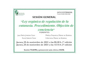 Ley orgánica de regulación de la eutanasia. Procedimiento. Objeción de conciencia