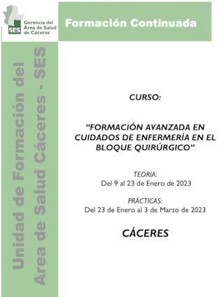 FORMACIÓN AVANZADA EN CUIDADOS DE ENFERMERÍA EN EL BLOQUE QUIRÚRGICO