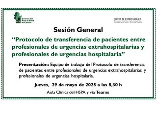 Protocolo de transferencia de pacientes entre profesionales de urgencias extrahospitalarias y profesionales de urgencias hospitalaria