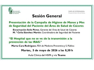 Presentación Campaña Higiene de Manos 2026 y Mes Seguridad del Paciente.